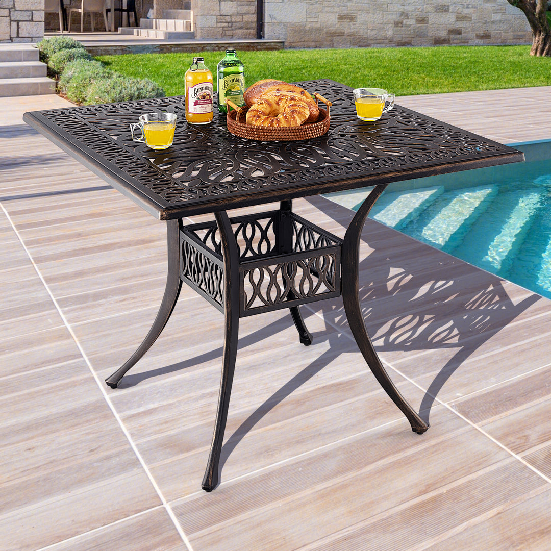 Patio Round/Square Aluminium Dining Table with Umbrella Hole