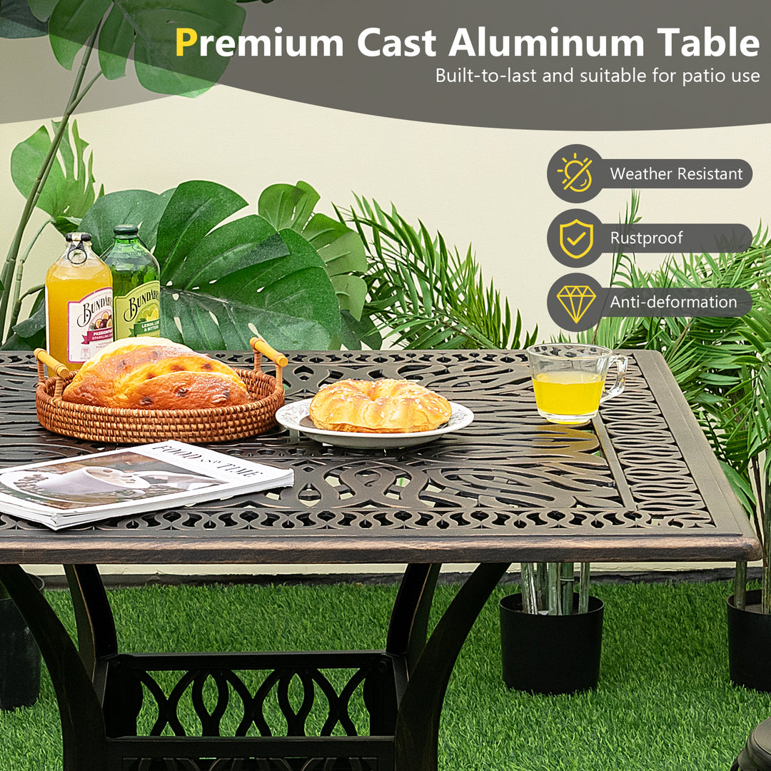 Patio Round/Square Aluminium Dining Table with Umbrella Hole