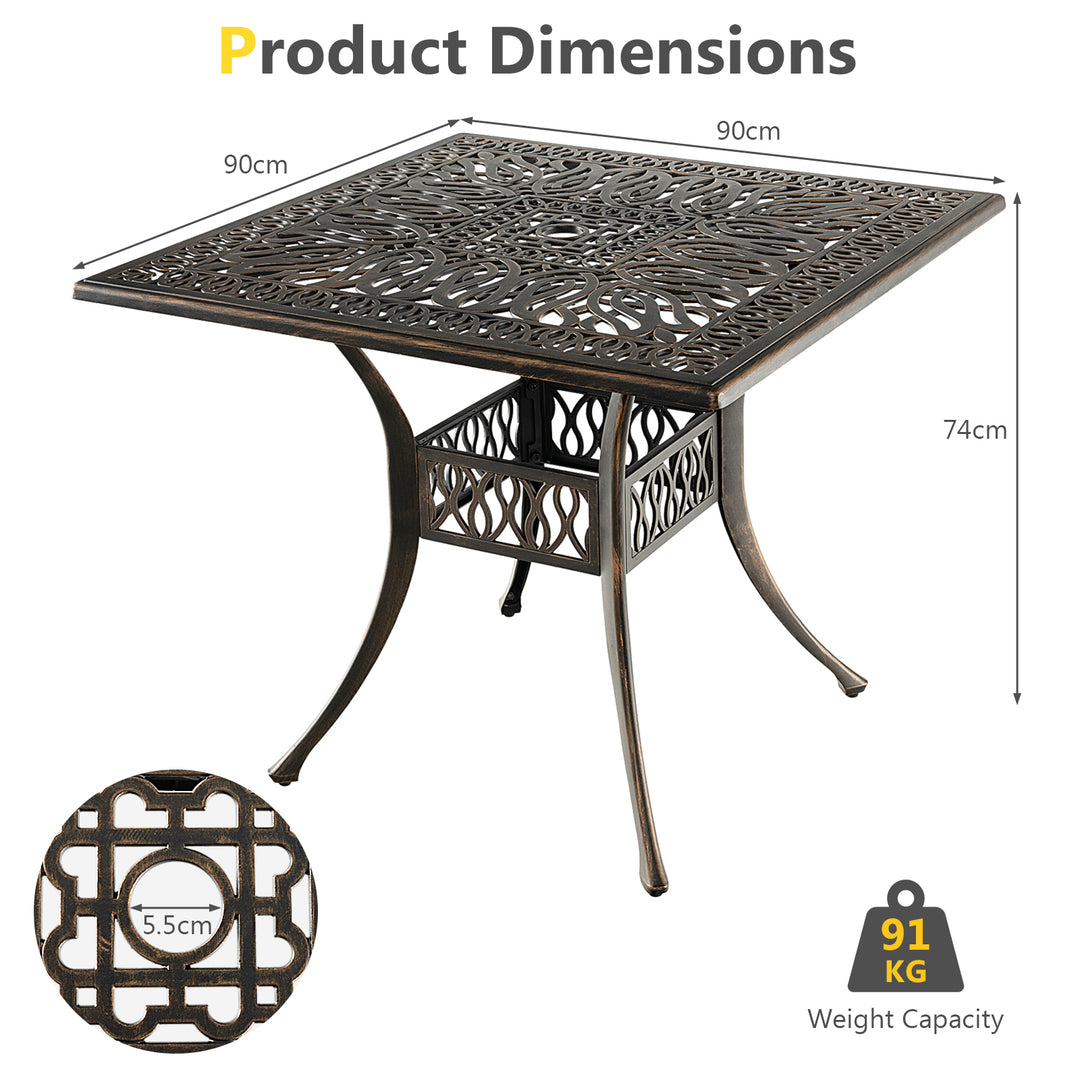 Patio Round/Square Aluminium Dining Table with Umbrella Hole