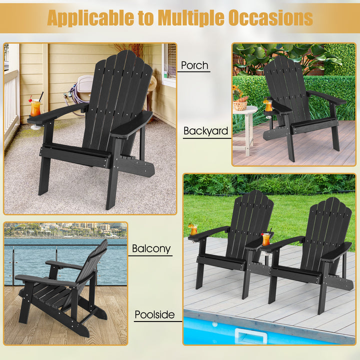 Adirondack Chair with Movable Cup Holder for Fire Pit Beach Deck