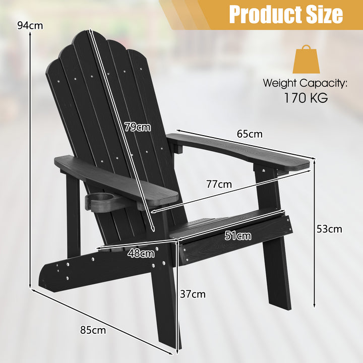 Adirondack Chair with Movable Cup Holder for Fire Pit Beach Deck