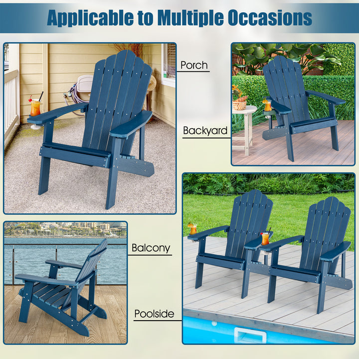 Adirondack Chair with Movable Cup Holder for Fire Pit Beach Deck