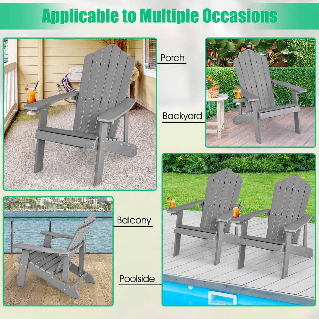 Adirondack Chair with Movable Cup Holder for Fire Pit Beach Deck