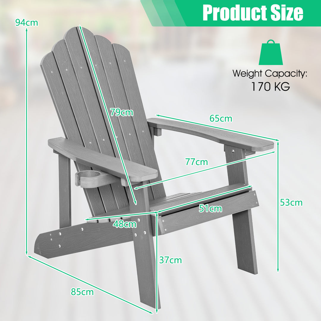 Adirondack Chair with Movable Cup Holder for Fire Pit Beach Deck