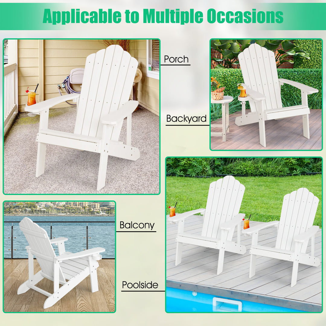 Adirondack Chair with Movable Cup Holder for Fire Pit Beach Deck