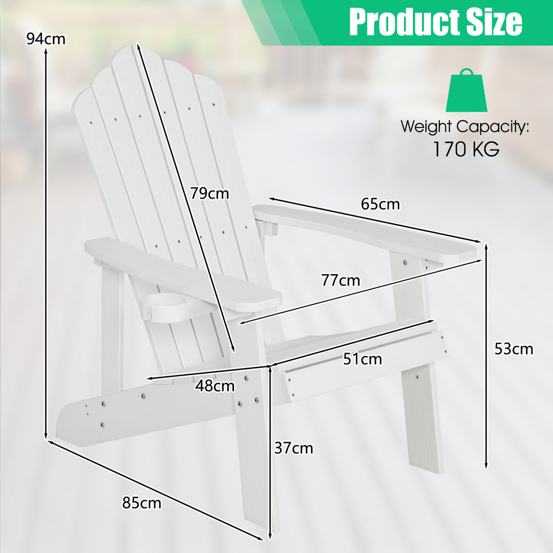 Adirondack Chair with Movable Cup Holder for Fire Pit Beach Deck