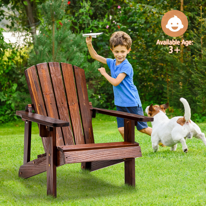 Wooden Kids Adirondack Chair with High Backrest and Armrest