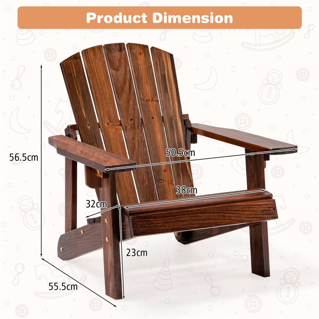 Wooden Kids Adirondack Chair with High Backrest and Armrest