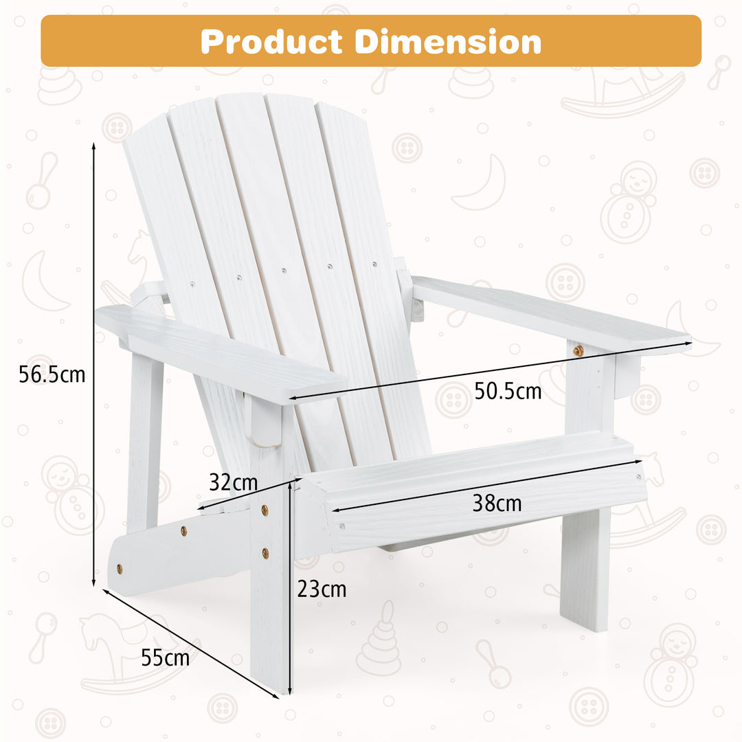 Wooden Kids Adirondack Chair with High Backrest and Armrest