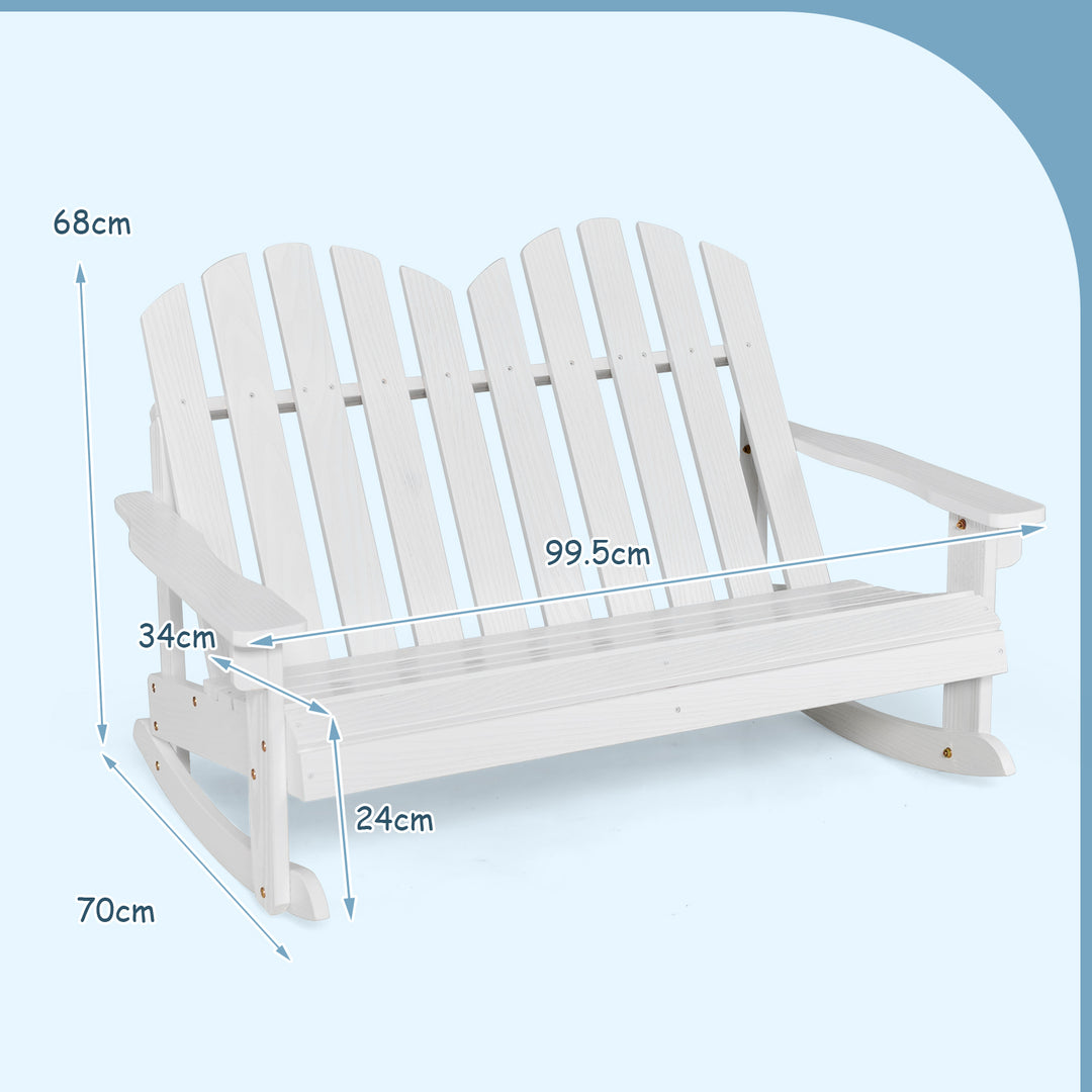 2 Person Outdoor Rocking Adirondack Chair Bench for Kids