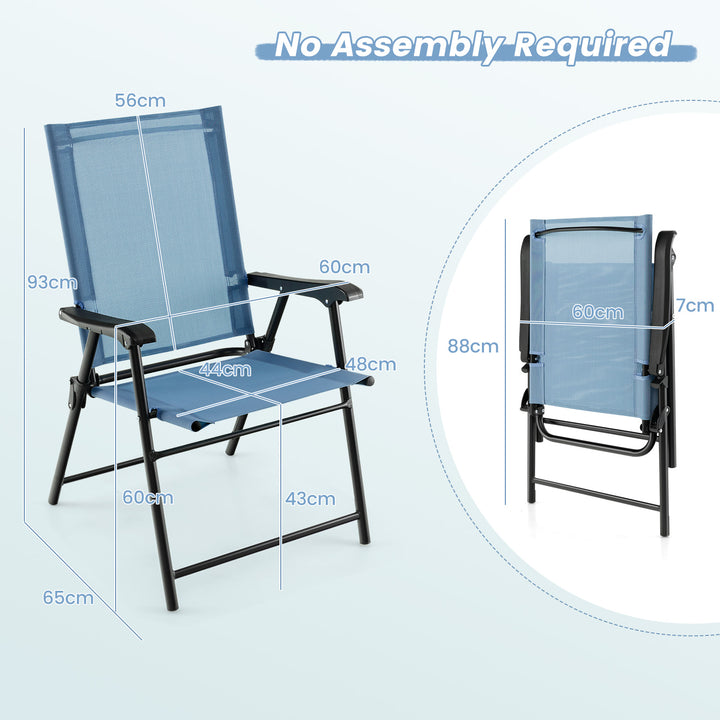 Set of 2 Folding Garden Chairs with Armrests for Yard Lawn Poolside