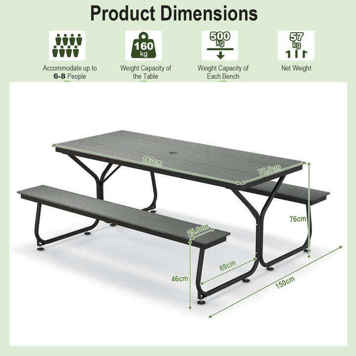 Outdoor Picnic Table Bench Set for 6 8 People