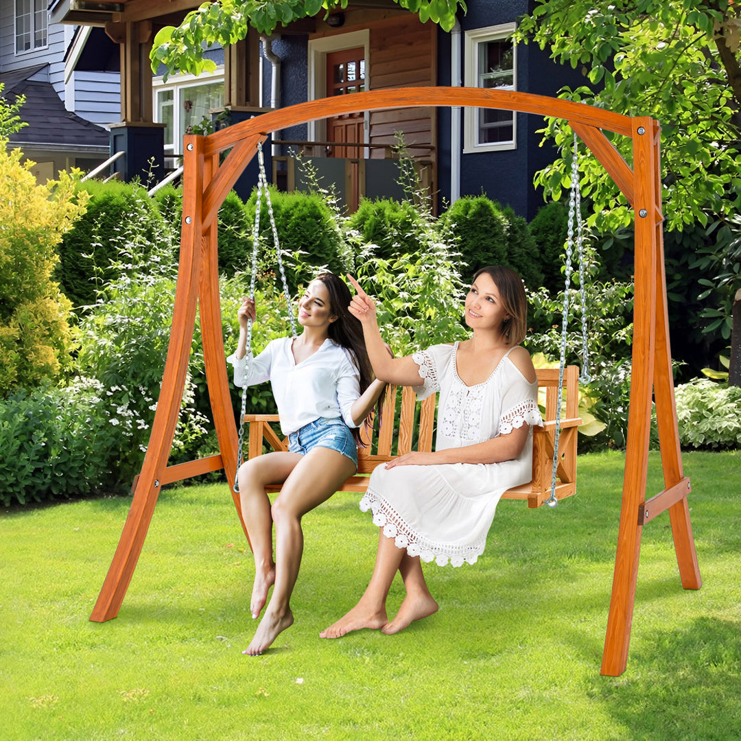 Patio Wood Swing Frame with Curved Arc Top