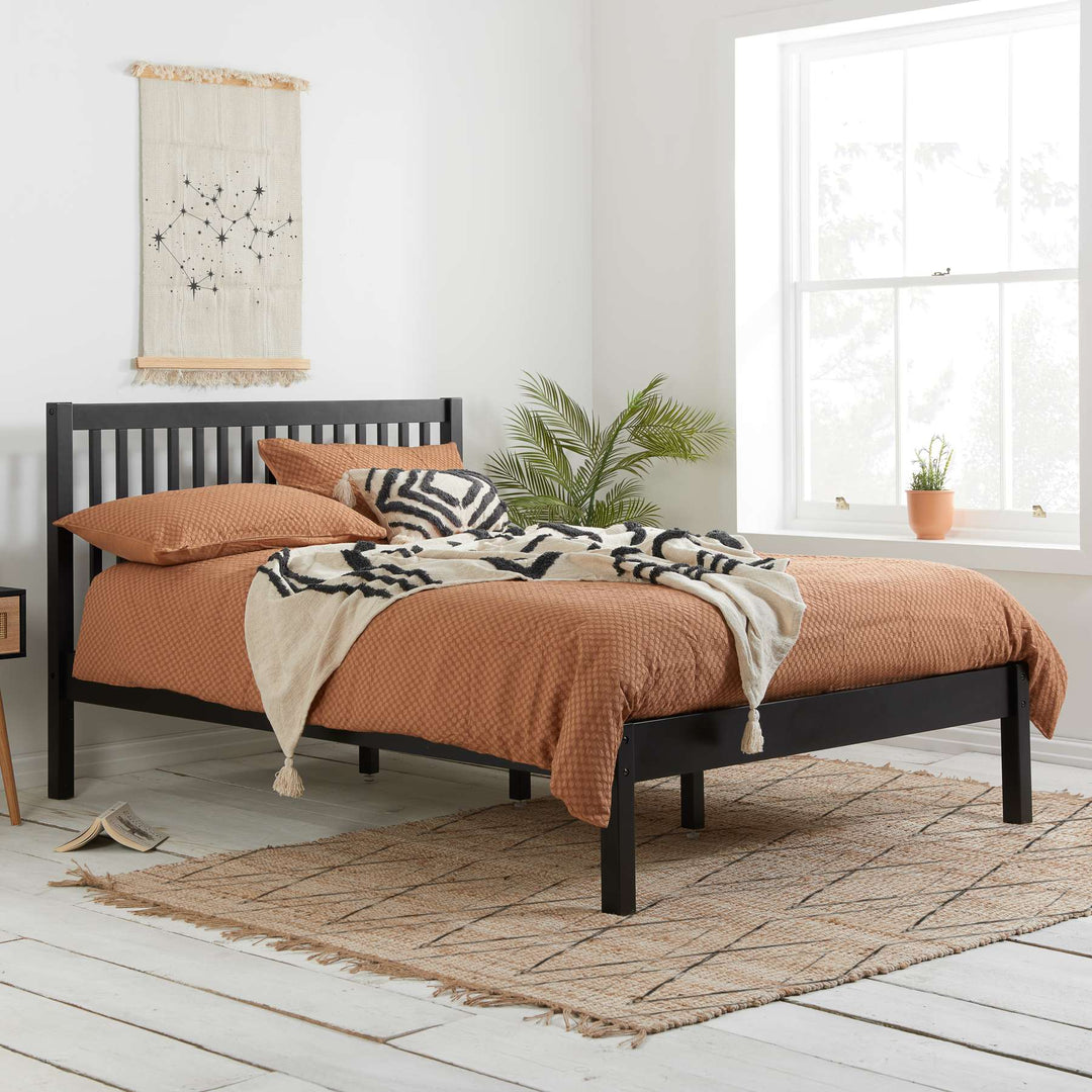 Nova Solid Wood Bed Frame with Tall Headboard for Minimalist Bedrooms