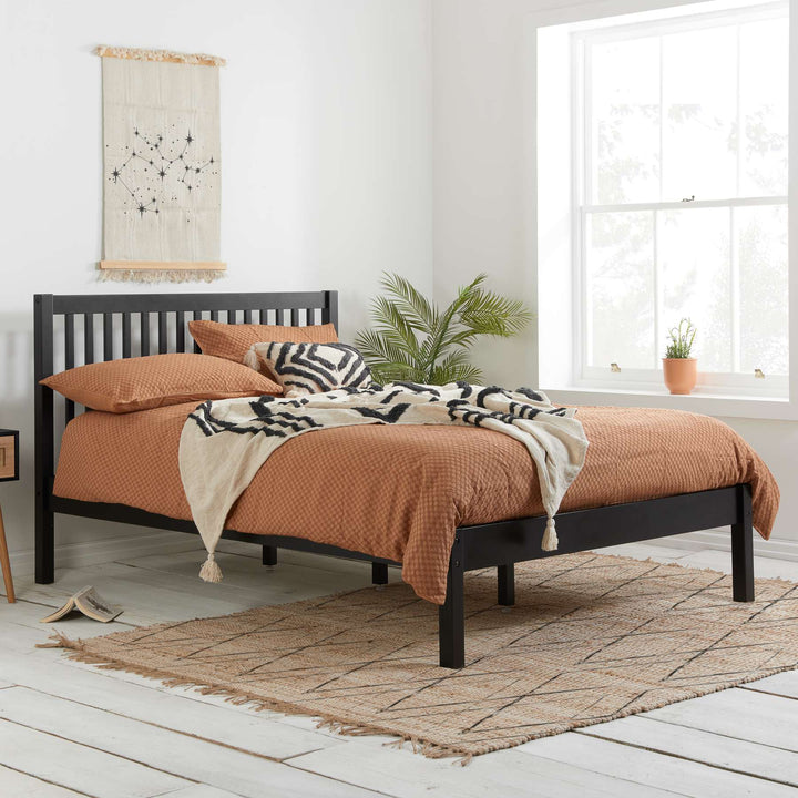 Nova Solid Wood Bed Frame with Tall Headboard for Minimalist Bedrooms