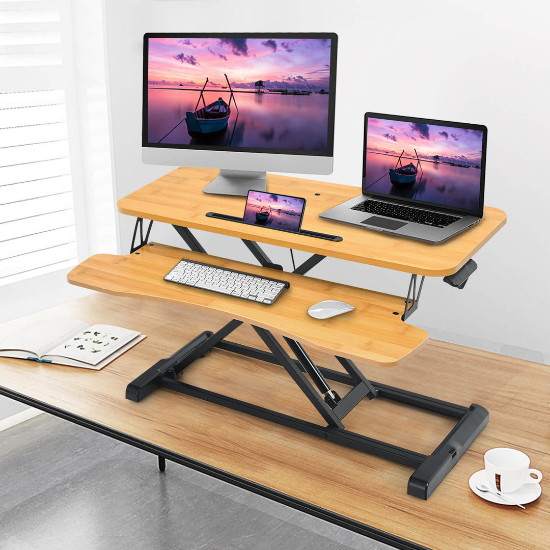 Adjustable Standing Desk with Keyboard Tray - TidySpaces