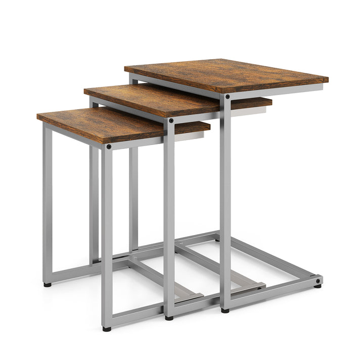 Rectangle Stacking Nesting End Table Set of 3 Rustic Brown - TidySpaces
