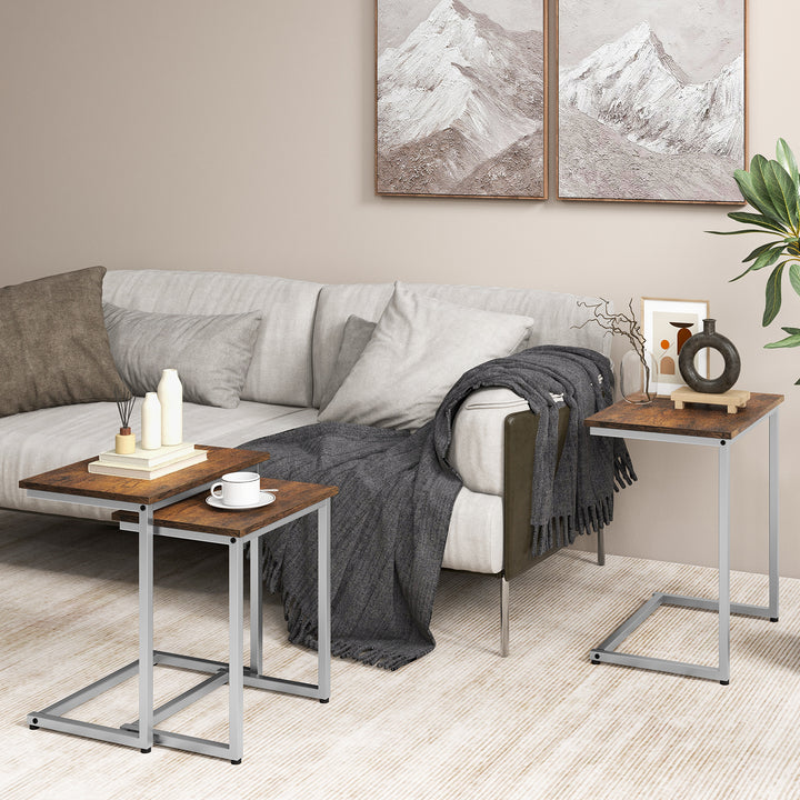 Rectangle Stacking Nesting End Table Set of 3 Rustic Brown - TidySpaces