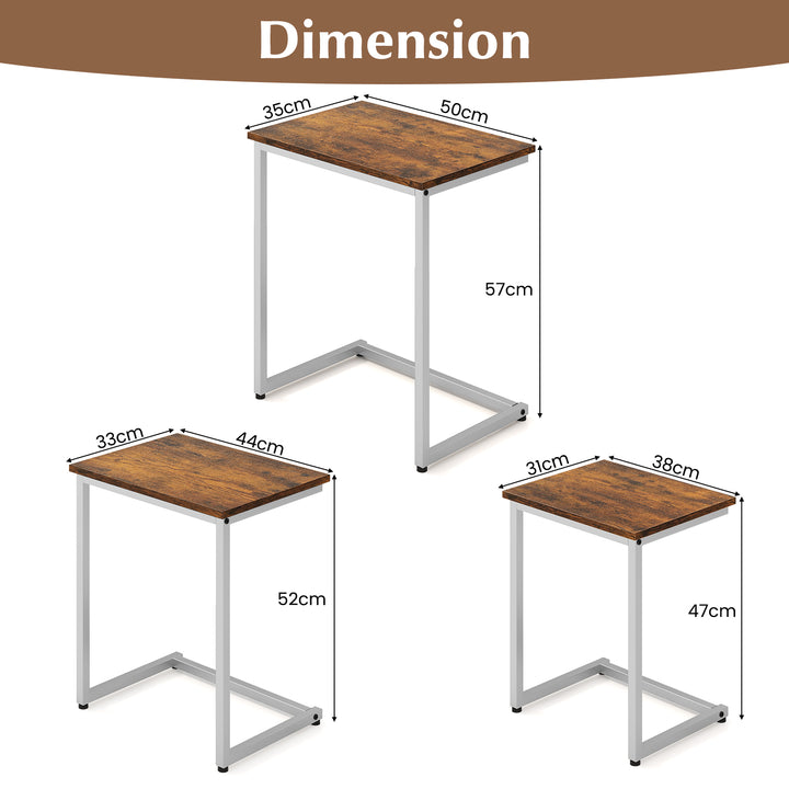 Rectangle Stacking Nesting End Table Set of 3 Rustic Brown - TidySpaces
