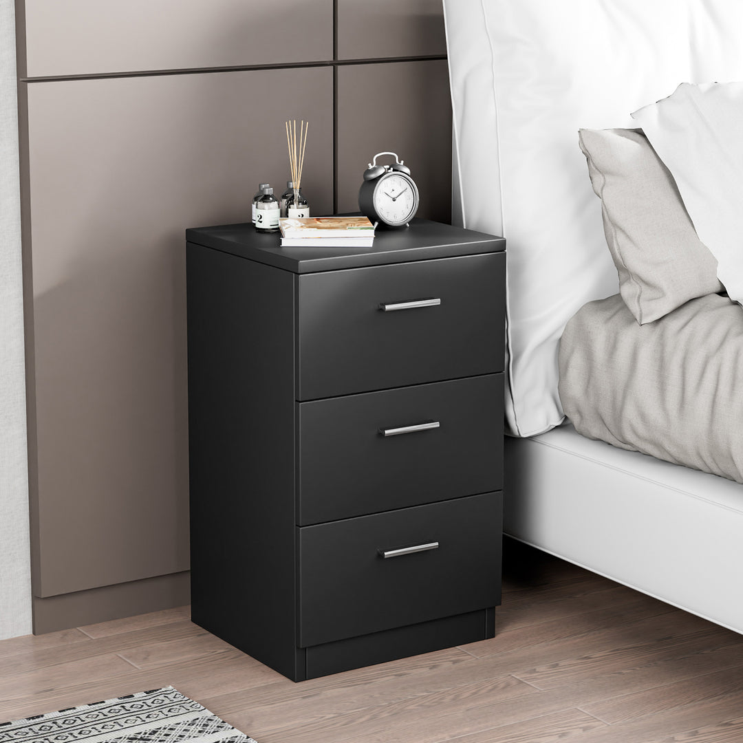 Space saving Night Chest with 3 Drawers and Handles for Bedroom - TidySpaces