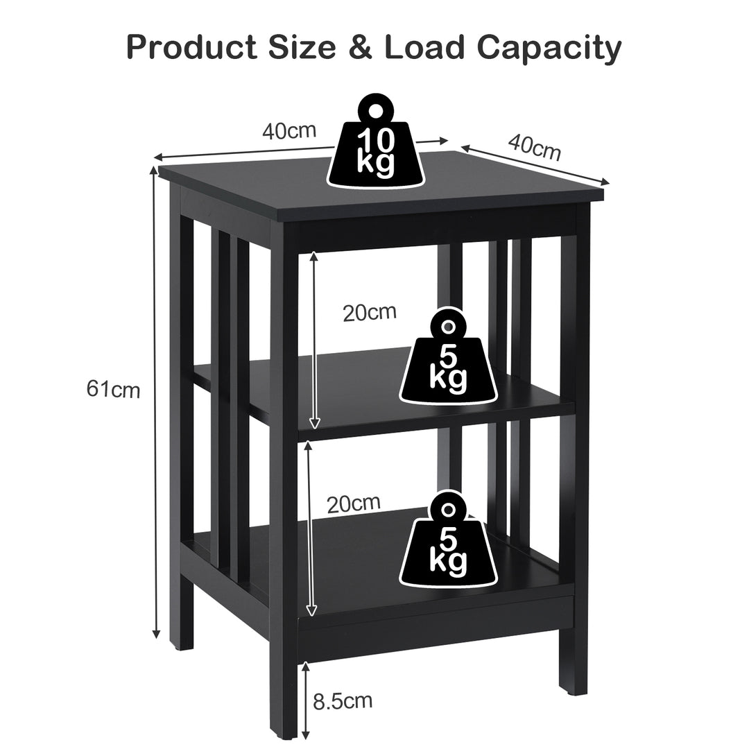 3 Tier Nightstand with Reinforced Bars for Bedroom Living Room Hall Easy Assembly - TidySpaces