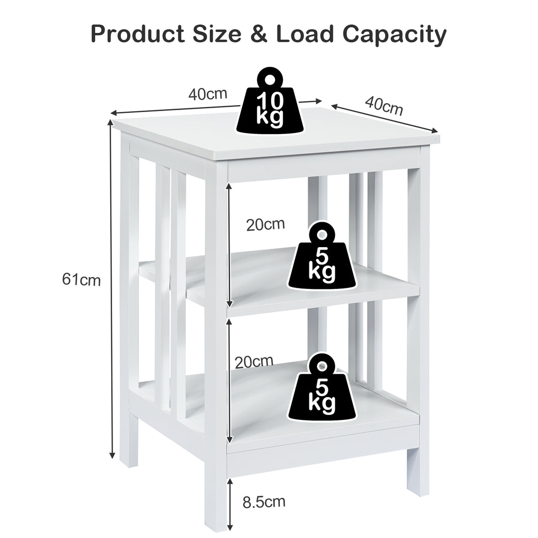 3 Tier Nightstand with Reinforced Bars for Bedroom Living Room Hall Easy Assembly - TidySpaces