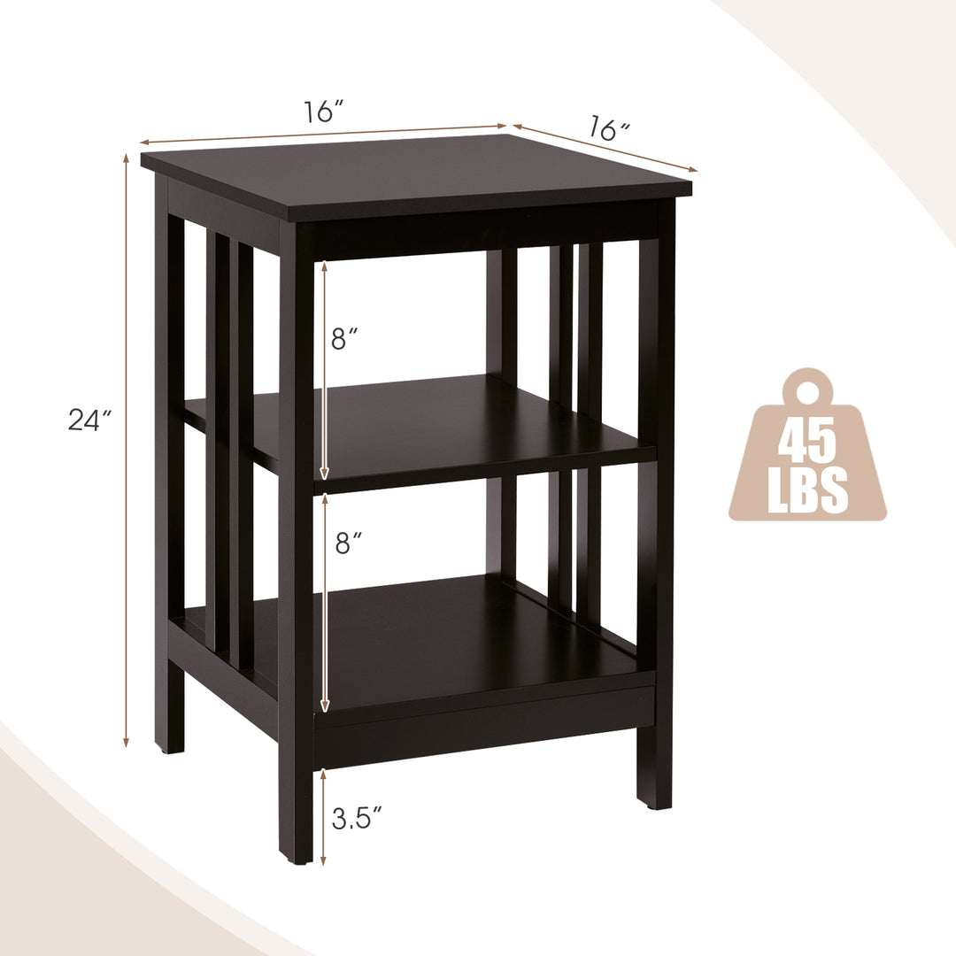 3 Tier Nightstand with Reinforced Bars for Bedroom Living Room Hall Easy Assembly - TidySpaces