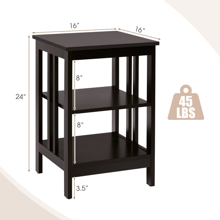 3 Tier Nightstand with Reinforced Bars for Bedroom Living Room Hall Easy Assembly - TidySpaces