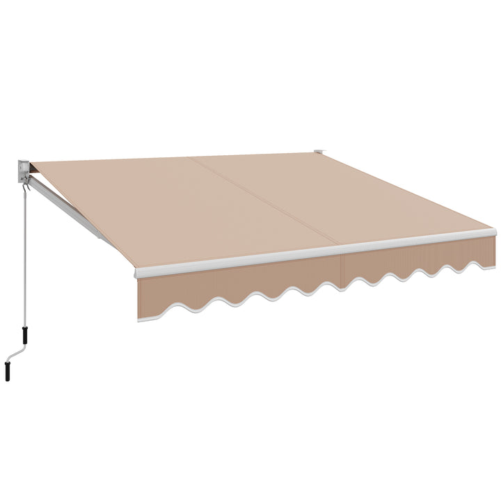 10 x 8 Feet Aluminum Retractable Awning with Crank Handle and Water Resistant Polyester