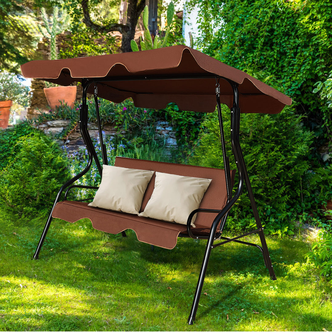 Garden Patio Metal Swing 3 Seater Lounger