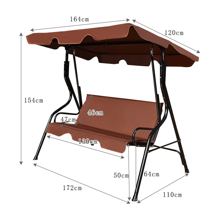 Garden Patio Metal Swing 3 Seater Lounger