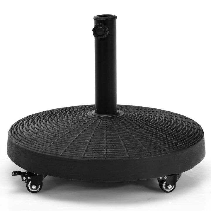 24KG Resin Umbrella Base with Lockable Wheels and Adjustable Hole