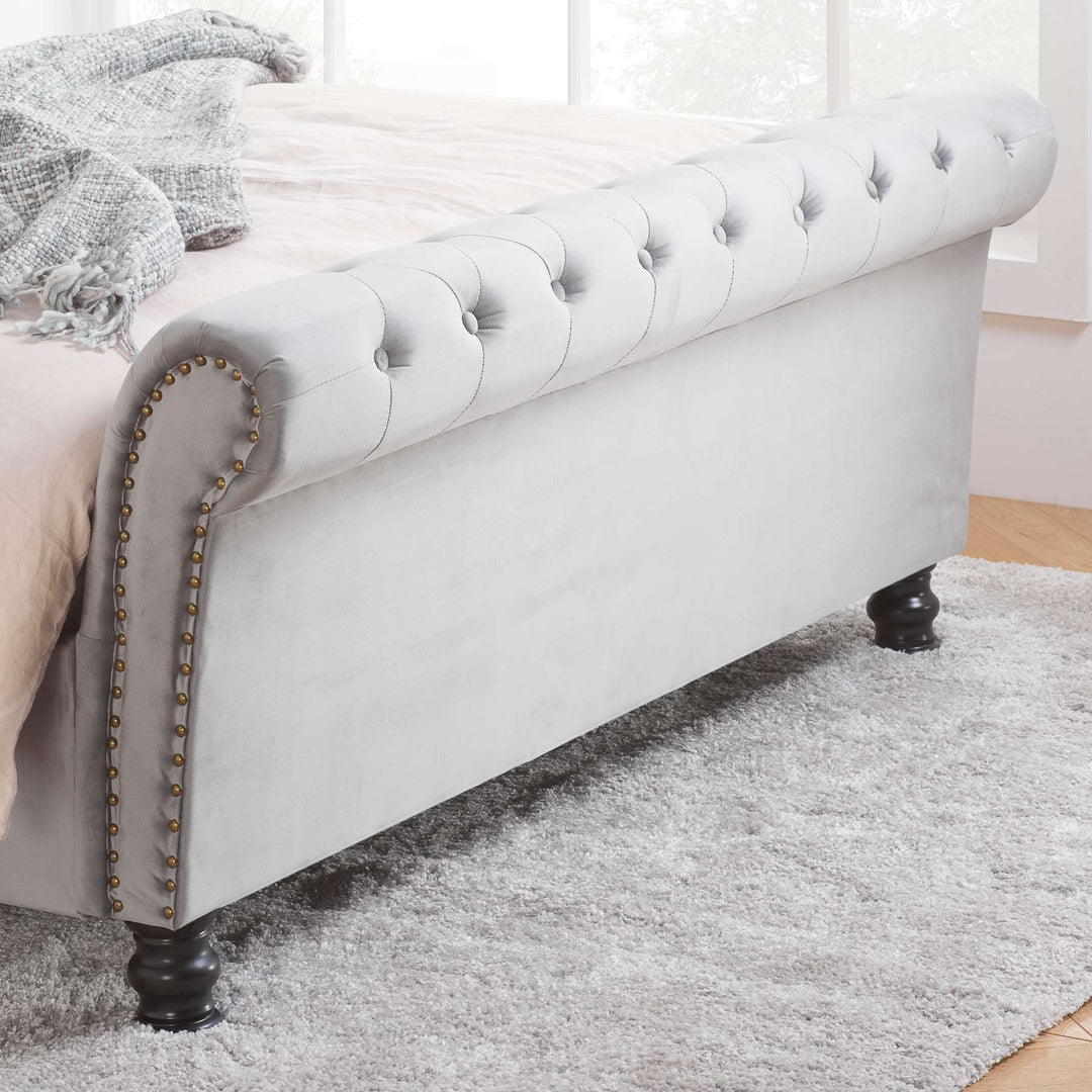 Opulence Velvet Bed with Spring Slatted Base and Button Detailing