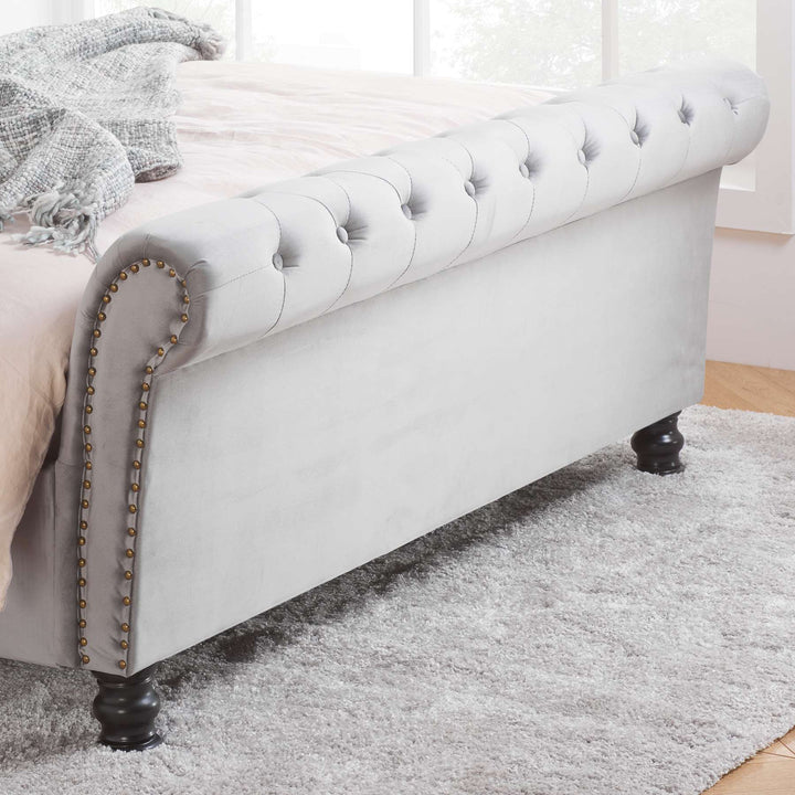 Opulence Velvet Bed with Spring Slatted Base and Button Detailing