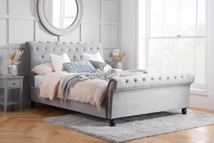 Opulence Velvet Bed with Spring Slatted Base and Button Detailing