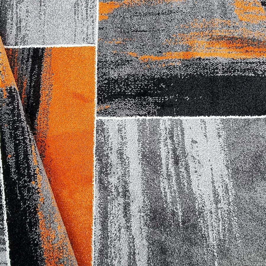 Orange Grey Geometric Abstract Rug - TidySpaces