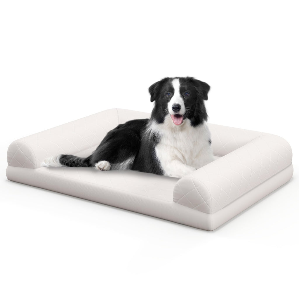 Orthopedic Dog Bed Egg Foam Dog Crate Bed with 3 Side Bolster TidySpaces