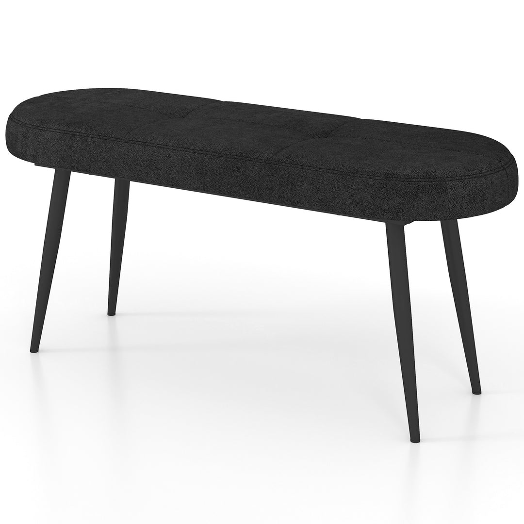 113 cm Ottoman Bench with Sponge Padded Cushion for Entryway Living Room Foyer-Black