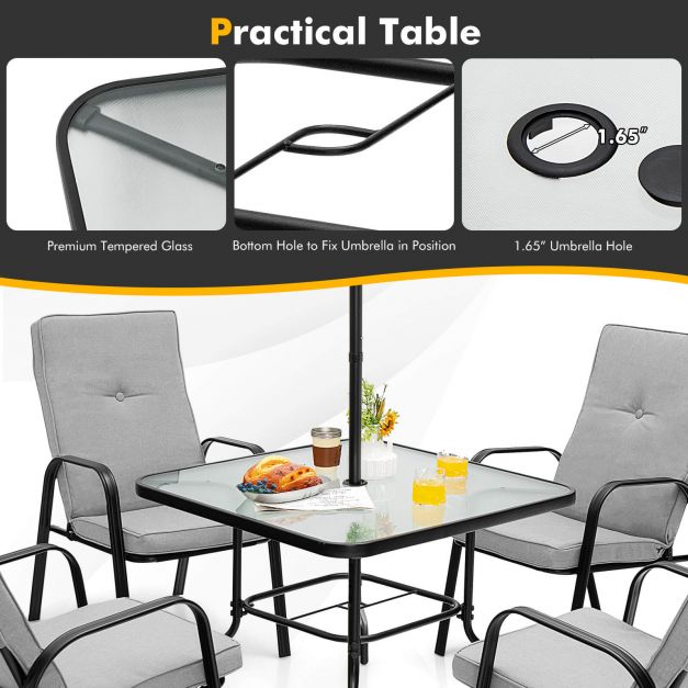 6-Piece Outdoor Dining Set with Removable Cushions