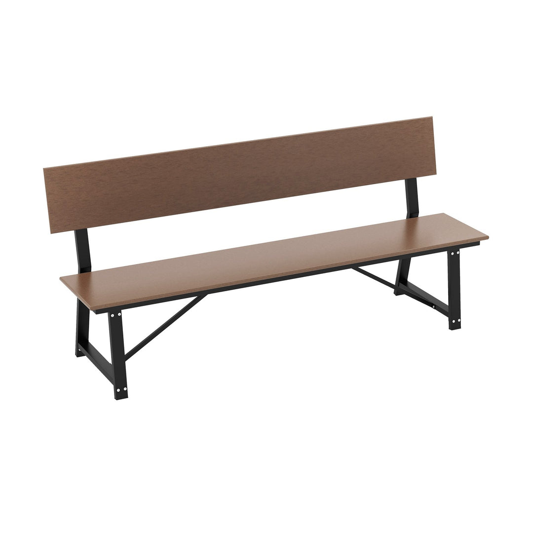 Outdoor Garden Bench with Weatherproof HDPE Backrest and Seat-Brown - TidySpaces
