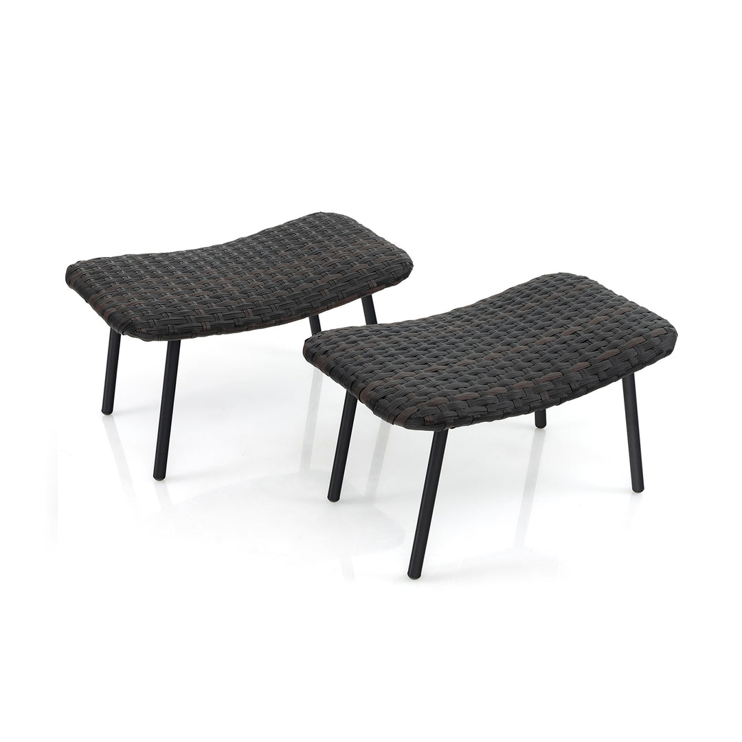 Outdoor Ottomans Set of 2 with Quick Dry Foam and Heavy Duty Metal Frame-Brown - TidySpaces