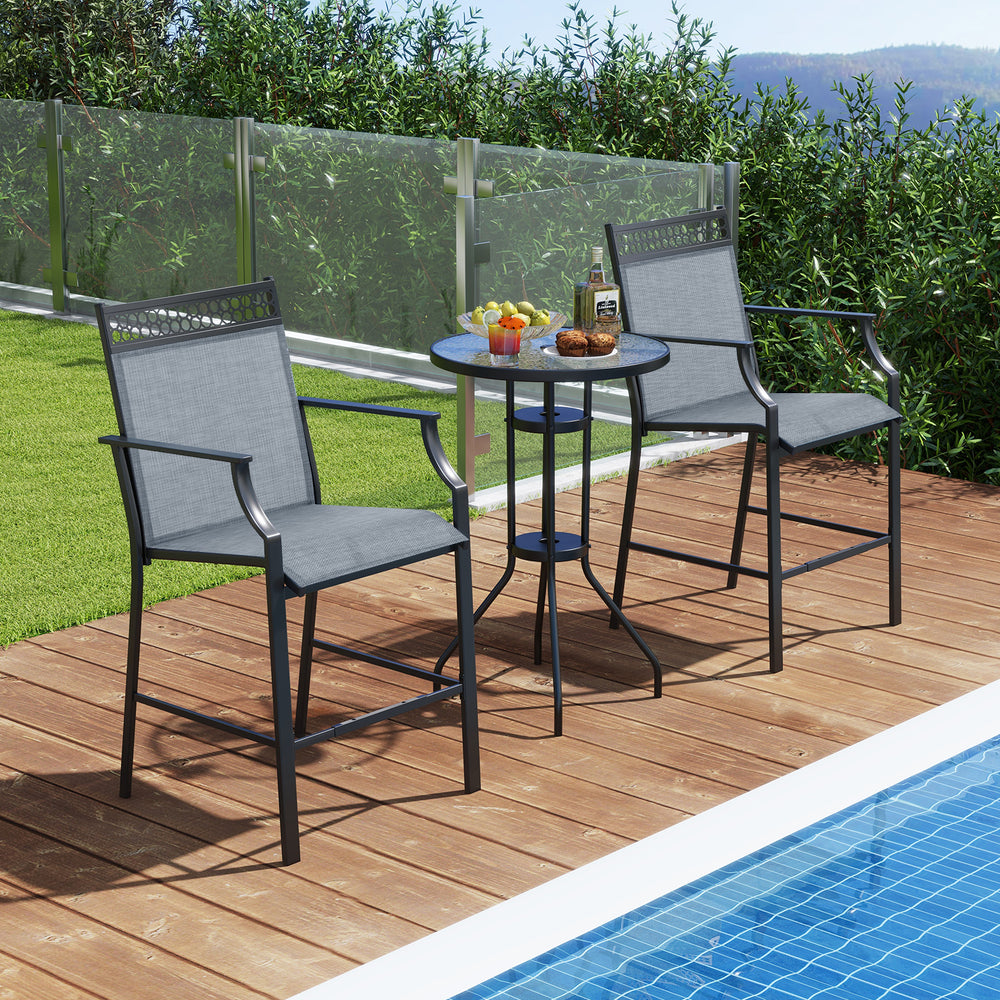 Outdoor Patio Chair Set of 2 with Footrest and High Back and Armrests - TidySpaces
