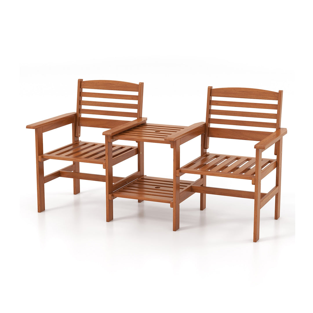 Outdoor Patio Loveseat with Coffee Table and Umbrella Hole - TidySpaces