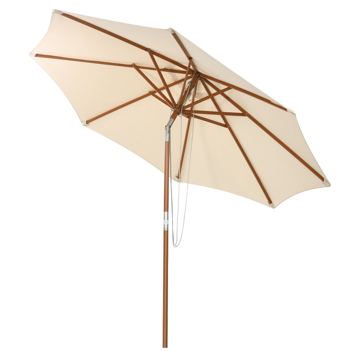 2.7/3m Wooden Patio Parasol Sun Shade Umbrella with 8 Ribs