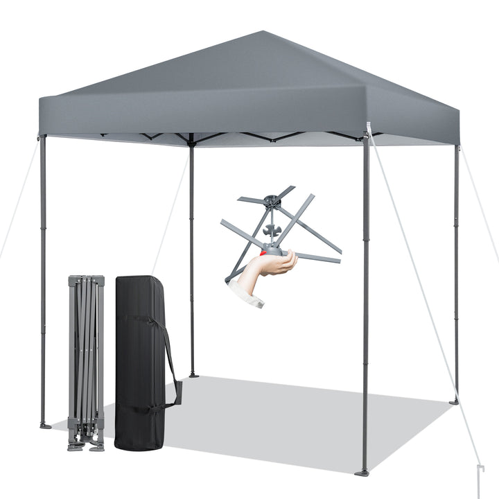 198 x 198 cm Outdoor Pop up Canopy with Adjustable Heights Grey - TidySpaces