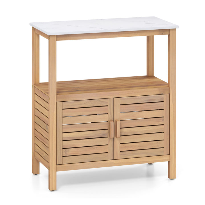 Outdoor Potting Bench with Resin Table-top and Storage Shelf
