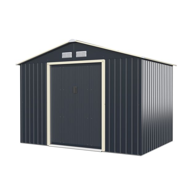 Outdoor Storage Shed with 4 Vents and Double Sliding Door Size - TidySpaces