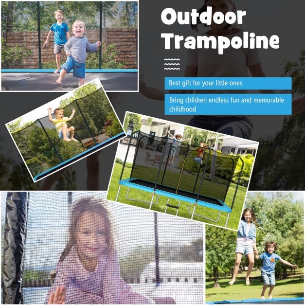 8 FT x 14 FT Rectangular Trampoline with Enclosure Net