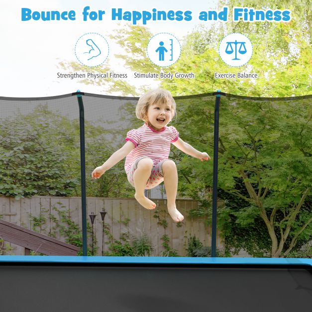 8 FT x 14 FT Rectangular Trampoline with Enclosure Net