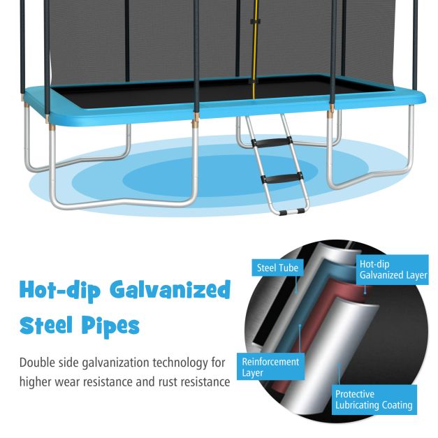 8 FT x 14 FT Rectangular Trampoline with Enclosure Net